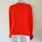 J.Crew  Bright Tangerine Orange Crew Neck Long Sleeve Sweater Bell Cuffs Size S Photo 3