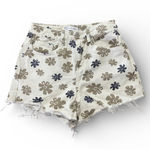 Women Khaki & Blue Floral Design Shorts Size 1 Multiple Photo 0