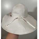 White Floppy Hat with Multicolor Thread in Seams Adjustable Neck Strap Photo 1