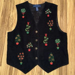 Karen Scott Karen‎ Scott Women's Medium M Christmas Vest Embroidered Topiary Photo 0
