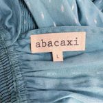 Abacaxi Eva Dress Teal Metallic Cotton Maxi Puff Sleeve Smocked Bodice Sz Large Green Photo 14