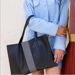 Vince Camuto Black Pebbled Faux Leather Tote Bag Photo 7