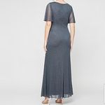 S. L. Fashions Women’s Embellished Short Sleeve Evening Gown Smoke Sz 8 NWT Gray Photo 3