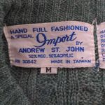 Andrew St. John Womens Vintage Cardigan Sweater Wool Green Cable Knit Crewneck M Size M Photo 3