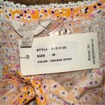 Sim & Sam Top Womens Medium Orange Ditsy Floral Smocked Ruffle Crop Y2K Boho NEW Photo 4