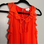 Miguelina Latrice Crinkle Chiffon 100% Silk Blouse Tank Top Coral Red Women’s S Photo 2