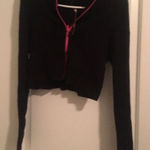 Nicki Minaj  Women's Juniors Crop Sweater Zip Up Size XL Black Pink Photo 0