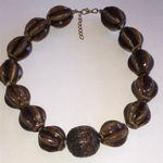 Elegant Brown Chunky Glass Beaded Carved Bead Boho Necklace Photo 1