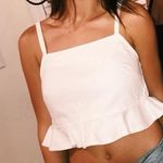 Forever 21 White Crop Top With Ruffle Photo 0