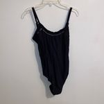 Anthropologie NWT Black Crochet Pull On Adjustable Strap One-Piece Swimsuit XS Photo 3