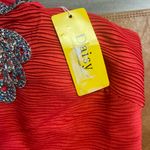 Red Halter Dress with Beaded Embellishments Size L Photo 5