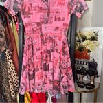Urban Outfitters  Pink Music Festival Print Newspaper Mini Dress Womens XS EUC Photo 10