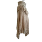Francesca's | Iris Cowl Neck Knit Fringe Poncho in Beige One Size Photo 3