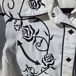 SCULLY WOMEN'S ROSE EMBROIDERED White/Black WESTERN SHIRT M Black Size M Photo 2