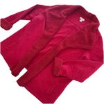 LL Bean Red Quilted Sherpa Trim Open Cardigan‎ Sweatshirt Pockets Size XL Photo 0