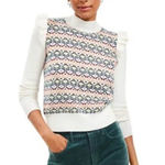 Loft  Geo Jacquard Ruffle Mock Neck Sweater Photo 0
