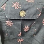 EXPRESS Palm Tree Print Linen Shirt NWT XS Black Vacation Resort Button Up Top Photo 5