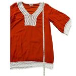 Entro NWOT Long Sleeve Dress Lace Trim Rust Orange Small Photo 9