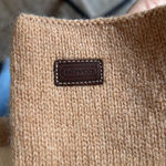 Coach  100% wool knit, cream tan, preppy classic stripe winter scarf OS Photo 3