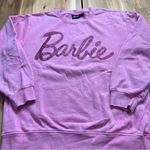 Barbie Pink Glitter Logo Sweatshirt Women’s Medium | Cozy Retro Crewneck Photo 3