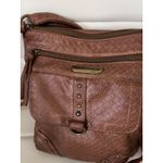 Stone Mountain Brown Faux Leather‎ Woven Crossbody Bag Purse Photo 1