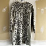 Chico's  Icy Elsa Cardigan Jacquard Patten Mid Length 100% Wool White Silver 0 S Photo 6