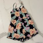 Forever 21  Floral Spaghetti Strap Lace Up Back Romper Women’s Small Black/Blue Photo 1