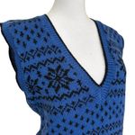 Adrienne Vittadini Vintage Fair Isle Wool Sweater Vest Sz S Blue Winter Academia Photo 1