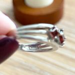 Vintage Ross Simons Sterling Silver 925 Ring Red Square Cut Garnet Stones Size 7 Photo 6