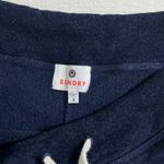 Sundry  Navy Blue Sweatshirt Skirt Asymmetrical Frayed Hem Drawstring Size Large Photo 3