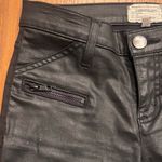 Current/Elliott  The Stiletto Biker Zipper‎ Black Coated Cropped Jeans Size 26 Photo 13