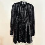 ZARA  Floral‎ Velvet Mini Dress Women's Medium Blue Black Holiday Hippie Dainty Photo 7