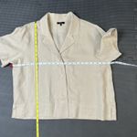 Quince  Women's European Linen Short Sleeve Shirt Top Large‎ Beige Tan Button Up Photo 13