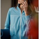 Sporty & Rich New Logo Print Zip Up Track Jacket Blue Womens Size Medium Photo 3