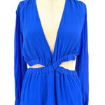 ALC Frank ALC A.L.C. Izzy ll Mini Dress Long Sleeve‎ Cut-Out Silk Georgette Blue Size 12 Photo 5