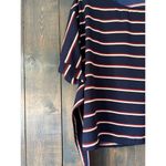 West Kei Striped Tie Waist Blouse‎ Top, Short Sleeve, Navy Blue, Red, White Photo 4