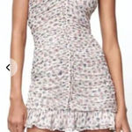 ZARA  Metallic Thread Ruched Floral Printed Halter Mini Dress Size Small Photo 0