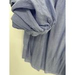 Loft  Blouse Women SMALL Blue White Pinstripe Square Neck Long Sleeve Photo 2