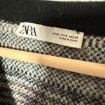 ZARA cardigan Oversized cropped plaid black pink button sweater small Photo 2