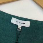 John + Jenn NEW NWT Asymmetrical Ruffle Sweater Teal Blue WOOL Blend V-Neck MED Photo 6