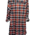 NEW White Mark Coral & Gray Plaid Lightweight Button Front Shirt Dress Small Photo 3