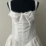 Windsor NWT white mini coquette corset lace up lace puff waist brassiere top w bow dress Photo 1