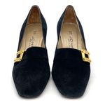 St. John Black Suede Gold Buckle Heels Made in Italy Pumps Size 7 Vintage 80s Photo 7