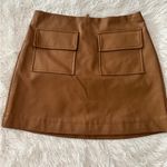 Olivaceous Faux Leather Mini Skirt – Camel Tan Utility Pockets, Size Small Photo 12