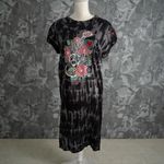 Disney  Coco Gray Guitar Floral Tie Dye Midi Short Sleeve Dress Size Medium Photo 1