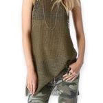 Elizabeth and James | S | Olive Cord Pointelle Knit High Slit Long Sweater Tank Photo 1