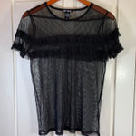 Hot Topic Goth Mesh Ruffle Top by  SM Sheer Black Y2K Grunge Festival Vibes Punk Photo 0