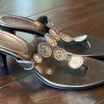 Cole Haan Brown Leather Kitten Heel Sandals with Metallic Embellishments Size 9 Photo 7