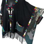 RADZOLI Tribal Print Patchwork Style Poncho Black Size L Photo 3