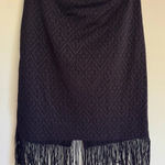 W By Worth  Midnight Navy Blue Eyelet Fringe Skirt Dressy‎ Office City Size 12 Photo 0